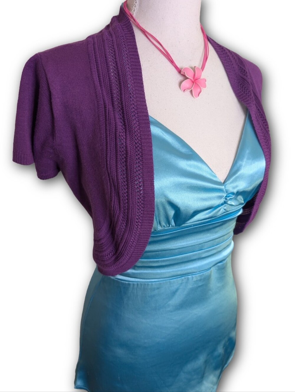 Purple Bolero Cropped Open Front Cardigan Y2k